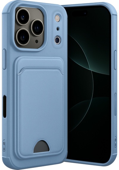Apple iPhone  Uyumlu- 17 Pro Kelvin Kartvizitli Silikon - Mavi