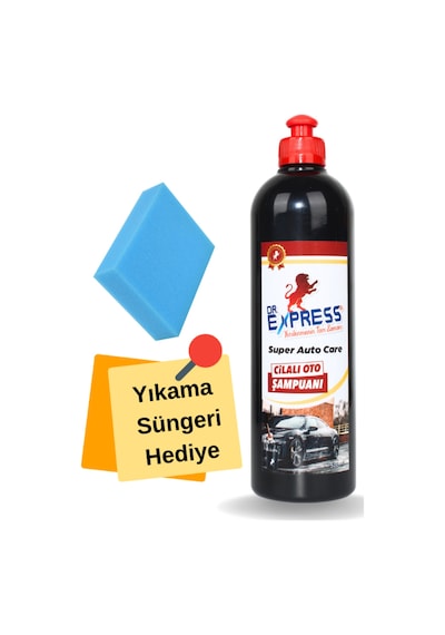 Premium Konsantre Cilalı Oto Araba Yıkama Şampuanı Etkili Temizlik Ekstra Parlaklık 500 Ml Süngerli - 581798356