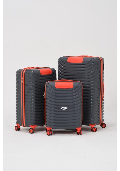 Keo-plus Gri-turuncu 3 Lü Set Silikon Kırılmaz Pp Valiz Çok Renkli