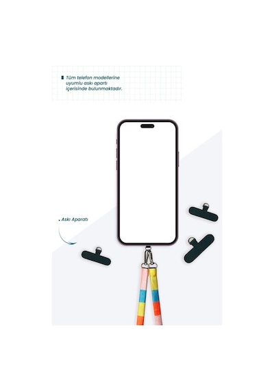 Hippi Poplar Renkli İpli Boyun Askılı Kumaş Telefon Askısı - 110 Cm