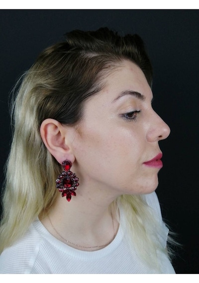 Fdayaksesuar Bordo Küpe Modeli Frdy145 Çok Renkli