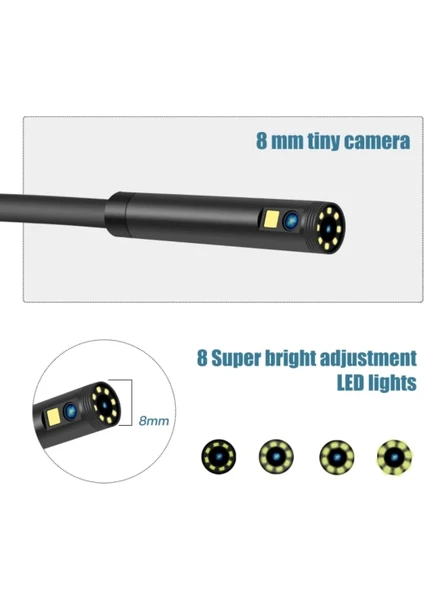 10 Metre Çift Kameralı Ekranlı Endoskop Kamera 4.3'' Ips Lcd 1080p Hd 8mm Ip67 Su Geçirmez Boru Tesisat Araç Kontrol İçin