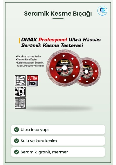 Ultra İnce Seramik Kesme Testeresi Daire Testere Bıçağı Çapaksız