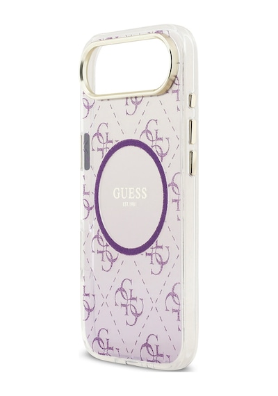 Apple Uyumlu iPhone 17 Air Kılıf Guess Lisanslı M-safe Şarj Özellikli 4g Desenli Simli Silikon Kapak Mor Mor