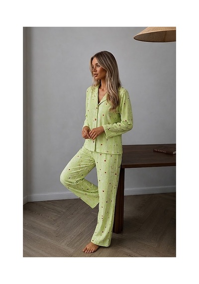 Fit Women Kadın Puantiyeli Ev Giyimi Yeşil Pijama Takımı