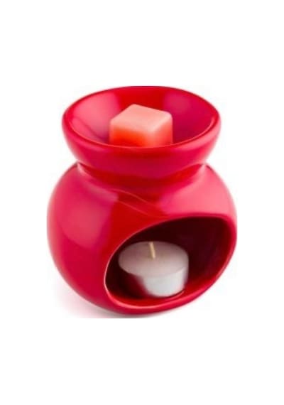 Lotus Desenli Seramik Dekoratif Buhurdanlık & Aroma Terapi Kırmızı