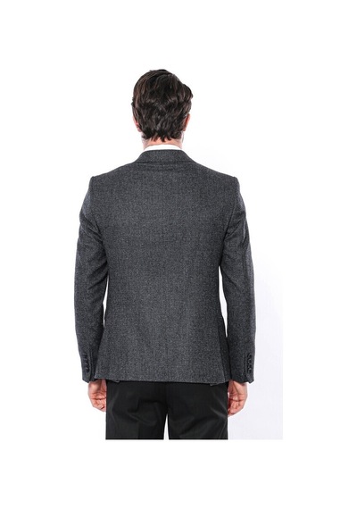 Sivri Yaka Tek Düğme Füme Slim Fit Ceket Wessi 001
