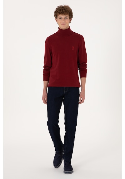 U.S. Polo Assn. Erkek Slim Fit Boğazlı Yaka Boğazlı Basic Kazak 50288884-VR014