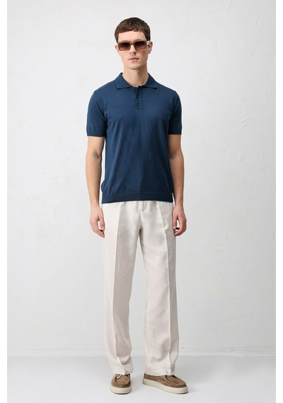 Antioch Comfort Slim Polo Yaka Erkek Triko T-shirt İndigo