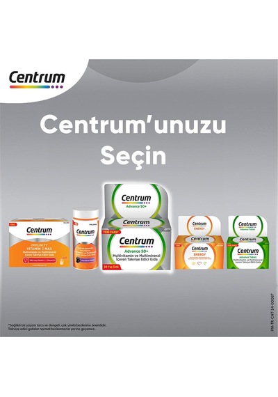 Centrum Advance 50+ Yaş Multivitamin Takviye Edici Gıda 2 x 30 Tablet + Çanta