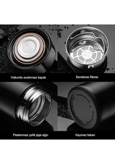 Forzacase Paslanmaz Çelik Termometreli 500 Ml Termos Fc045 Kırmız