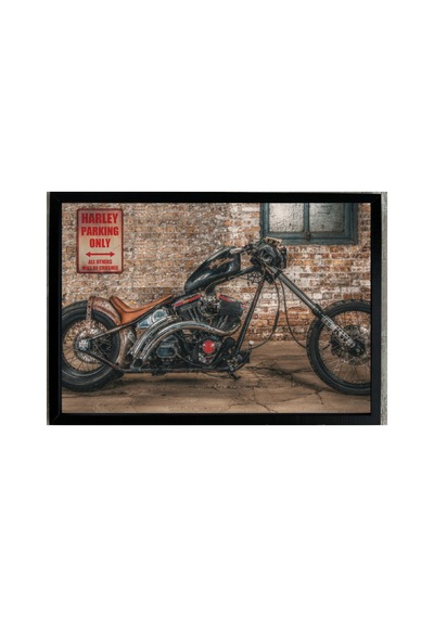 Harley Chopper Konseptli Çerçeveli Poster Vintage Motosiklet Duvar Tablosu 48x33 Cm