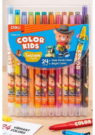 Çevirmeli 24 Lü Mum Boya Uzun 1 Paket Twstable 24 Renk Çevirmeli Mum Boya Pastel Silinebilir Mum Boya Tam Boy Çok Renkli
