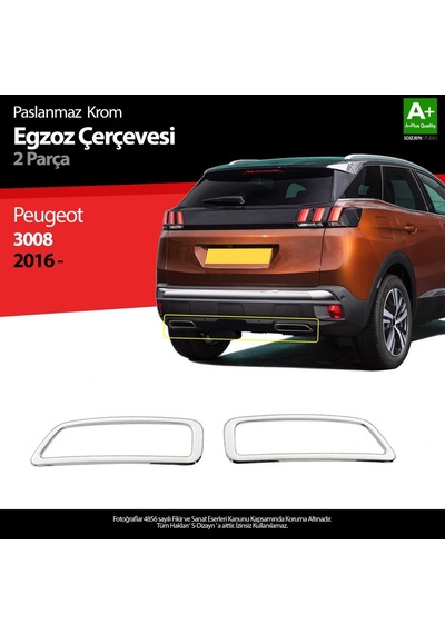 Peugeot 3008 2016 Sonrası Egzos Çıkış Krom 2 Prç. P.çelik