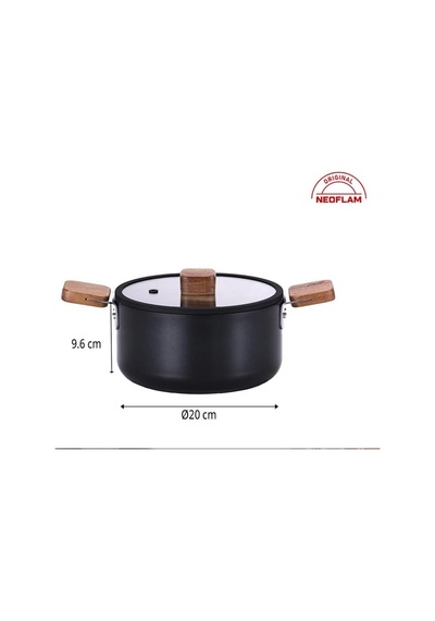0128 D-neobn220 Bıen Alumınyum Dokum Tencere Sıyah 20cm