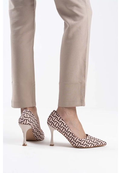 Trendella Kadın Bej Desenli Stiletto Tr08ms12b Siyah
