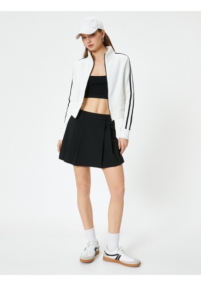 Koton Zipper Crop Sweatshirt Ekru 4sal10525ık Ekru
