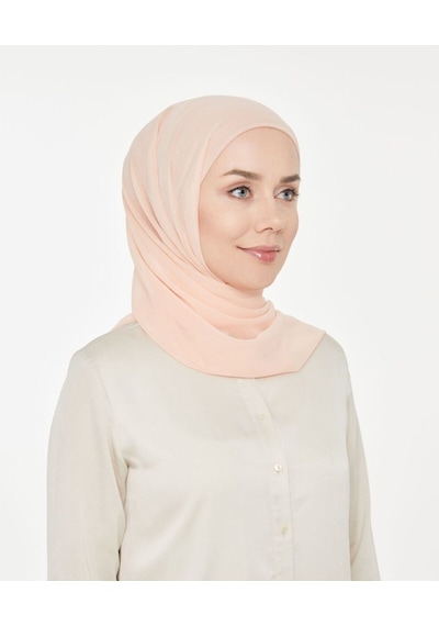 Melodi Scarf Kadın Tesettür Pratik Boru Boneli Hazır Şifon Şal Krem Krem