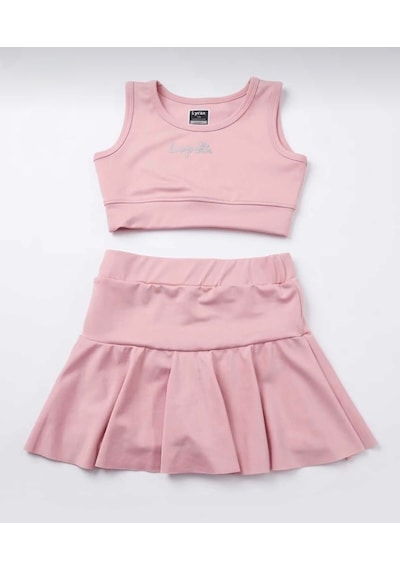 Nurbebe Şort Etekli Crop Kız Çocuk Sporcu Takım Pembe