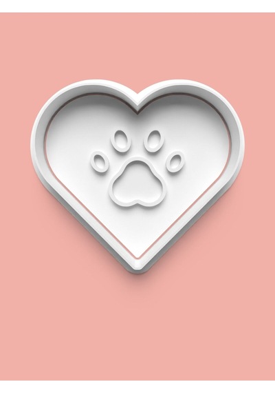 Kalp Temalı Köpek Patisi Kurabiye Kalıbı Ve Şeker Hamuru Kalıbı 0340-15