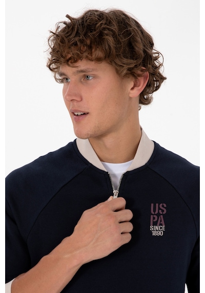 U.S. Polo Assn. Erkek Yarım Fermuarlı Comfort Fit Lacivert Basic Sweatshirt 50316303-VR033