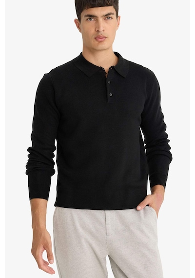 Defacto Standart Fit Polo Yaka Triko Kazak F1523ax25aubk27 Siyah