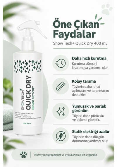 Showtech Quick Dry Kurutma Süresini Kısaltan Tüy Spreyi 400 Ml - Islaktan Kuruya Bir Anda