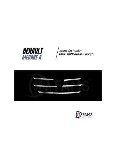 Renault Megane 4 Krom Ön Panjur 5 Prç. 2015-2020 Üzerip. Çelik