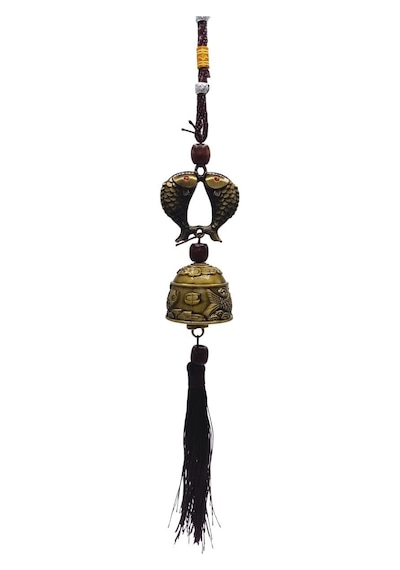 Çin Feng Shui Şans Ve Bereket Metal Koi Balık Çan 35 Cm