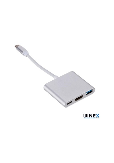 Winex 3In1 Type-C To Hdmı Hub Port Adaptör Pd Usb 3.0 4K Hdmı