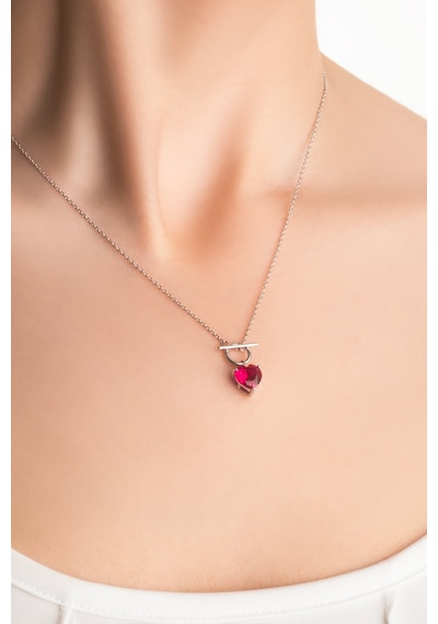 So Chic Amour 18 Ayar Beyaz Altın Kaplama 43 Cm Gümüş Kolye Rodyum