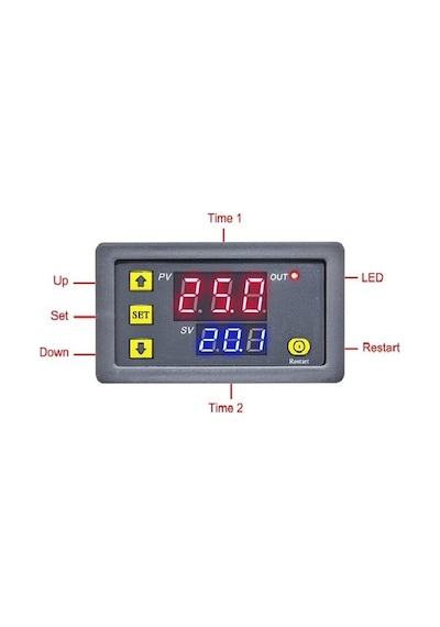 T3230 12v 20a Programlanabilir Dijital Led Ekranlı Zamanlayıcı Gecikme Rölesi - Döngüsel Zaman Ayarlı Kontrol Kartı
