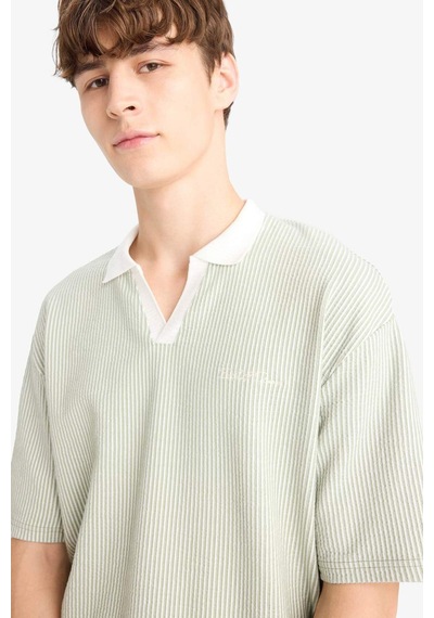 Defacto - Dokulu Boxy Fit Polo Tişört F8351AX25AU