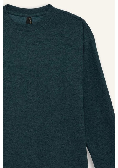 Defacto Relax Fit Bisiklet Yaka Sweatshirt F1013ax25augn650 Yeşil