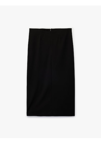 Koton Drape Detaylı Yırtmaçlı Midi Etek Siyah 6sak10200ek