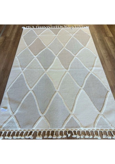 İpek Mekik Halı Lux 11711 White Beige Modern İskandinav Halı