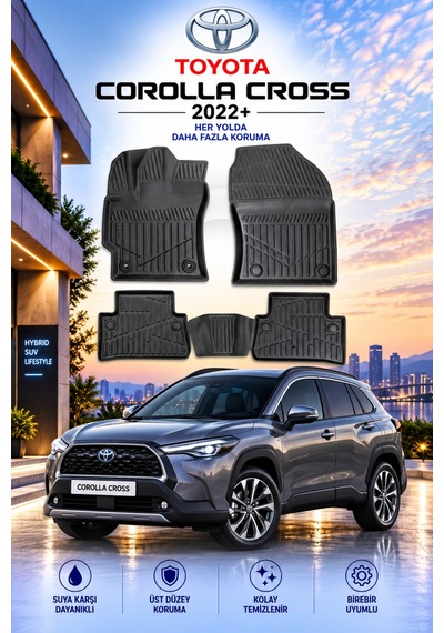 Toyota Corolla Cross 2022+ Aracınıza Özel Üretim Havuzlu Paspas Takımı A+ -mod-