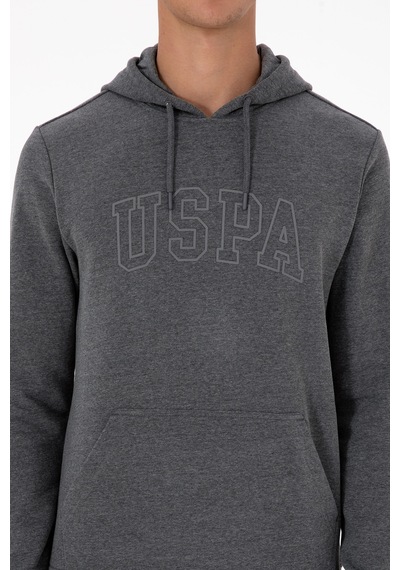 U.S. Polo Assn. Erkek Regular Fit Kapüşonlu Antrasit Melanj Basic Sweatshirt 50315663-VR081