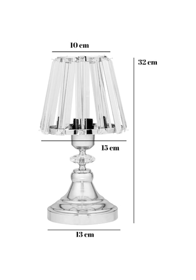 Gerçek Kristal Cam Başlık Krom Metal Gövdeli Yatak Odası Abajur Salon Lambası Krom