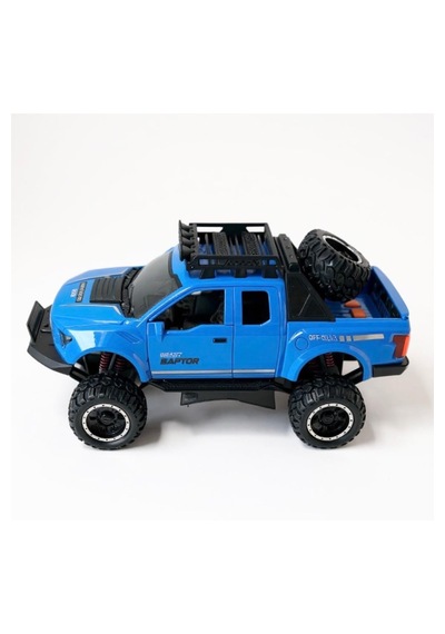 Işıklı Müzikli Lüks Off-road Jeep Oyuncak Araba Süspansiyonlu, Yedek Lastikli, 1:16 Model 3+ Yaş Mavi