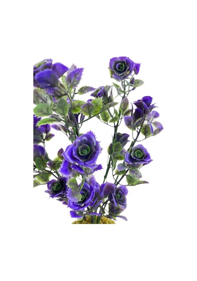 Yapay Çiçek Kütükte Mor Güllü Demet Dekoratif Masa Çiçeği 30*20cm
