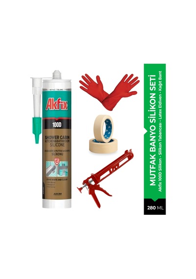 Akfix 100d Beyaz Banyo Ve Mutfak Silikon Uygulama Seti 4 Parça