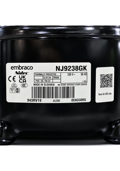 Embraco Nj9238gk 1,5 Hp R404a Hermetik Kompresör 4620 Watt Slovakya Üretimi 1 Adet