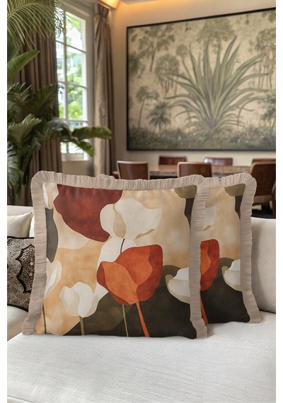 Soyut Çiçek Saçaklı Yastık Kılıfı - Sanatsal Floral Bohem Bej Turuncu Krem Püsküllü Kırlent Kılıfı Uzak Atlas Aura Soyut Çiçek Saçaklı Yastık Kılıfı - Sanatsal Floral Bohem Bej Turuncu Krem Püsküllü Kırlent Kılıfı Uzak Atlas Aura