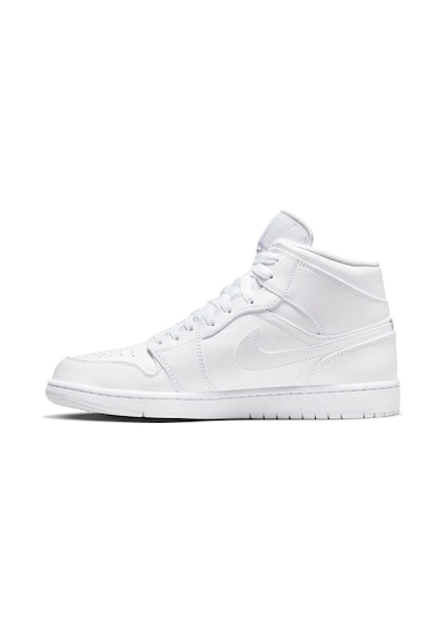 Nike Air Jordan 1 Mid Erkek Sneaker Hakiki Deri Bilekli Spor Ayakkabı Beyaz Beyaz