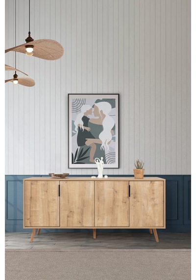 4814 Sırma 180 Cm Ahşap Ayaklı , Metal Kulplu Konsol , Safir , Oturma Odası , Salon Safir