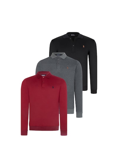Üçlü Set V4007 Dewberry Erkek Sweatshırt-siyah-antrasit-bordo Siyah-antrasit-bordo