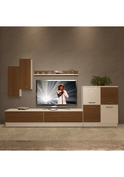 Decoraktiv Eko 6b Slm Dvd Tv Ünitesi Tv Sehpası Beyaz - Ceviz