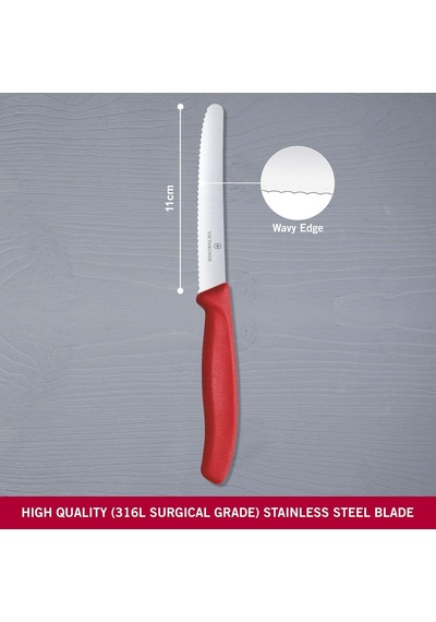 Ayrex 6.7831 Swissclassic 11cm Domates & Sosis Bıçağı, Paslanmaz Çelik Kirmizi, Classic