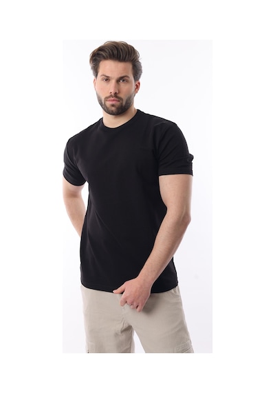 Madmext Siyah Bisiklet Yaka Basic Kısa Kollu Tişört 7042 Siyah